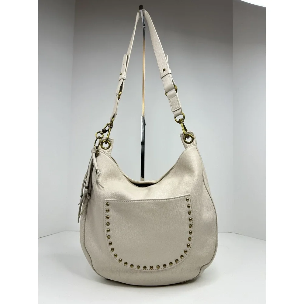 THE SAK ZINNIA Ivory Stone Purse Leather Stud Hobo Medium Crossbody Bag $179.00‎